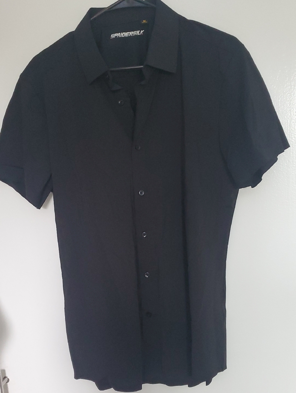Spaidersilk Italian Brand Men's Black Short-Sleeve Button-Down Shirt